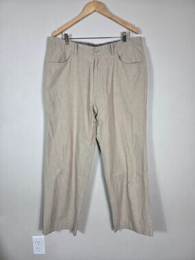 Ashworth Men's Khaki Cotton Wool Blend Golf Dress Pants Size 38